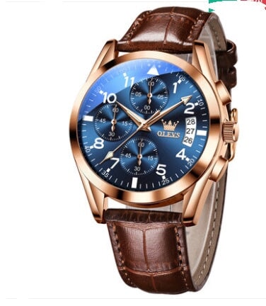 OLEVS Luxury Mens Watches Waterproof Luminous Quartz luxury mens watch Next wave trend Brown skin rose shell blue sur 