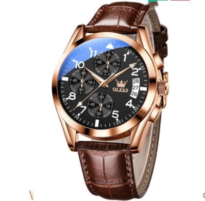 OLEVS Luxury Mens Watches Waterproof Luminous Quartz luxury mens watch Next wave trend Brown skin rose shell black su 